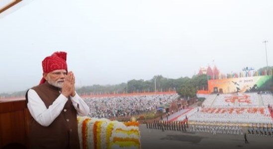 Prime Minister Narendra Modi at the Red Fort on Independence Day